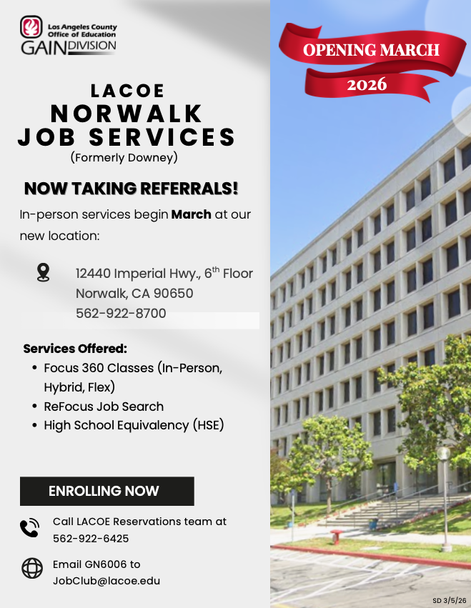 Norwalk Job Services Grand Opening flyer